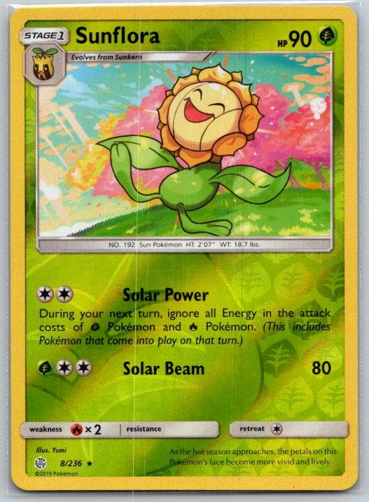 Sunflora 8/236 Reverse Holo SM - Cosmic Eclipse NM