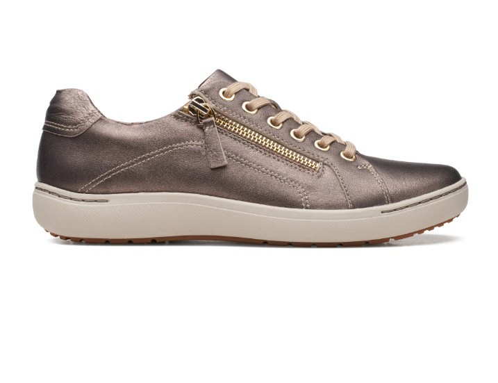 Clarks Nalle Lace Bronze Metallic Leather Sneaker Women's Size 5