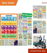 Classroom Educational Posters Set 20pcs Bright Color Kids Learning Aids