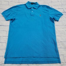 Polo Ralph Lauren Polo Shirt MENS SIZE L Aqua Classic Fit Orange Pony