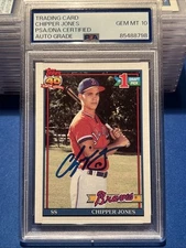 Chipper Jones 1991 Topps Signed Rookie RC #333 Blue Ink PSA 10 Auto HOF QTY