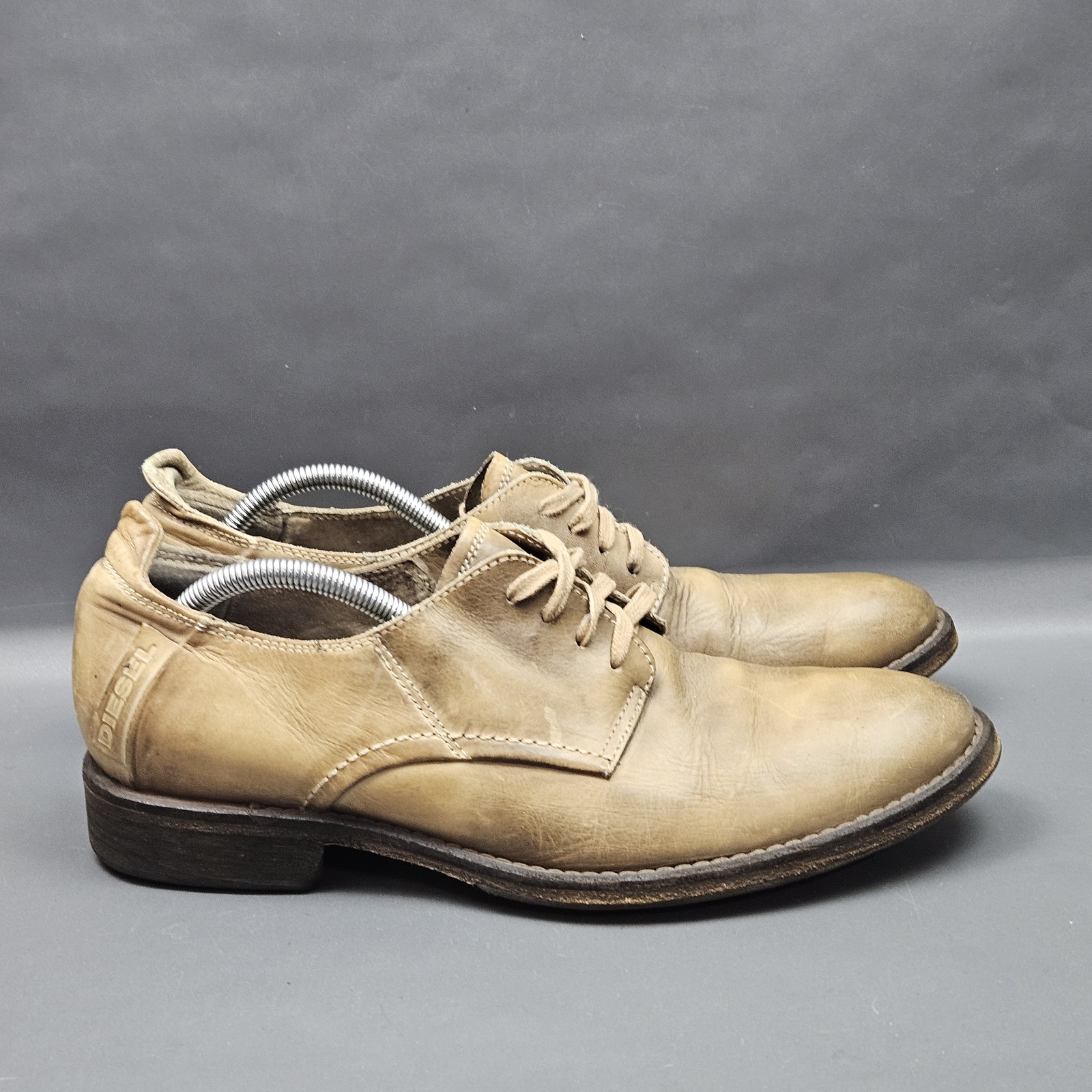 SAOLA Scarpe Diesel uomo taglia 10 pelle marrone stringate invecchiate casual Oxford derby