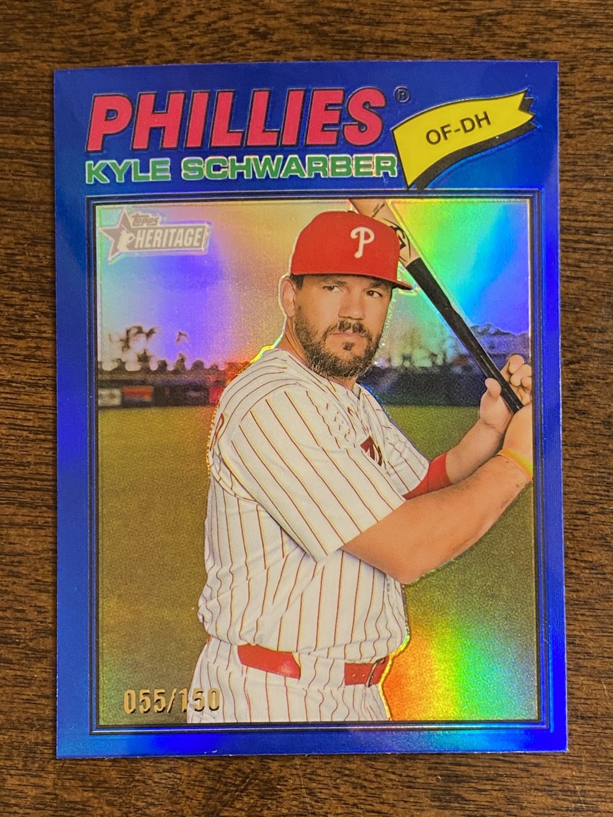 2026 Topps Heritage - Kyle Schwarber #159 Chrome Blue Refractor /150 - Phillies