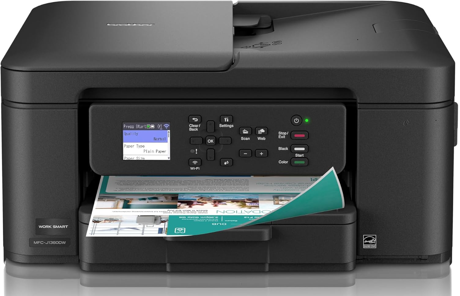 Brother MFCJ1360DW Work Smart 1360 Wireless Color Inkjet All-in-One Printer -NEW