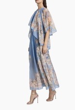 AUTH Zimmermann Cascadian Tiered Georgette Maxi Dress Size Blue Botanical