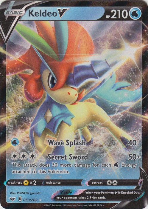 Holo Keldeo V 053/202 Ultra Rare SWSH01: Sword & Shield Base Set