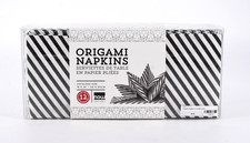 NEW Now Designs ORIGAMI 3-Ply Set of 12 Paper Napkins Black White Stripe Folded
