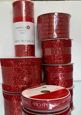 Christmas Ribbon Lot  Celebrate It Holiday Designs Assorted Designs Lot Of 6