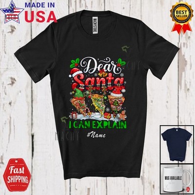 Custom Name Santa I Can Explain; Joyful Christmas Three Pizza; Snow Food T-Shirt