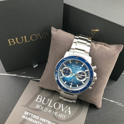 Bulova Men's Marin Star C 96B380 Chronograph Blue Dial 45MM Quartz