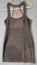 🔥 Free People • Knit Halter Dress Brown Patteren Sleeveless Mini • Women’s Sz S