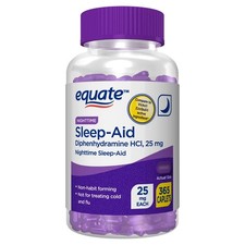 Equate Diphenhydramine HCI Nighttime Sleep-Aid Caplets, 25 mg, 365 Count