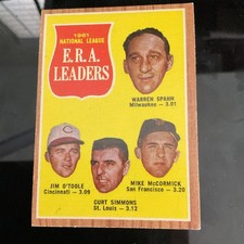 1962 Topps League Leaders Warren Spahn Jim O'Toole #58 (Baseball Card)