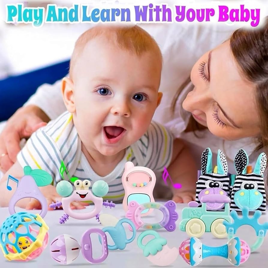 Baby Rattles Teething Toys 0-12 Months Newborn Essentials Must Haves Gifts