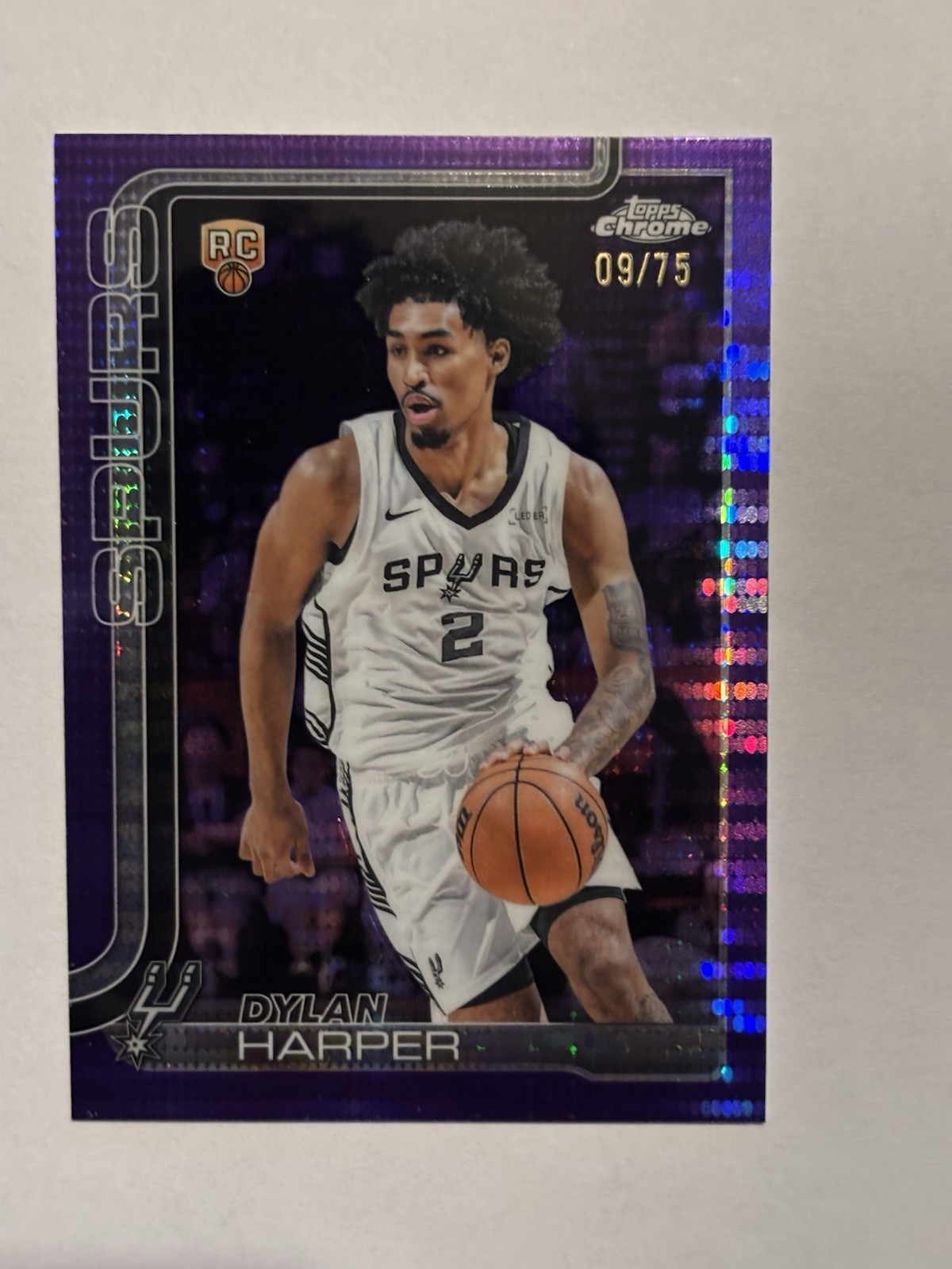 Topps 2025-26 Chrome Dylan Harper Rookie Purple Refractor /75 Spurs #252