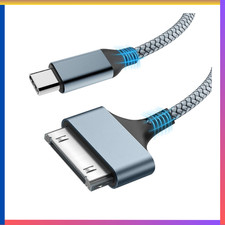 30 Pin to USB-C Adapter Cable iPod Charger Fast Charging Data Sync Nylon Braided