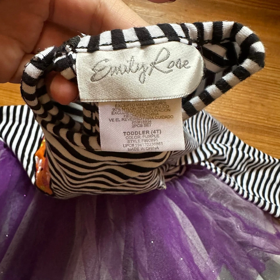 Emily Rose black white striped halloween long sleeve tutu dress SIZE 4T - Image 2 of 4