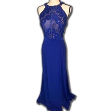 NW Nightway Women Halter Neck Gown, Blue,size 12 Prom Homecoming