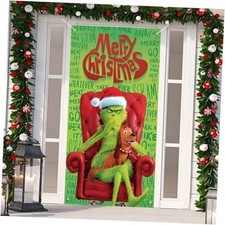 Merry Christmas Door Cover Christmas Front Porch Door Sign Banner Christmas