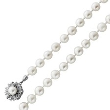 Perlenkette 45cm Weißgold 585 14K Akoyaperlen Antikschmuck
