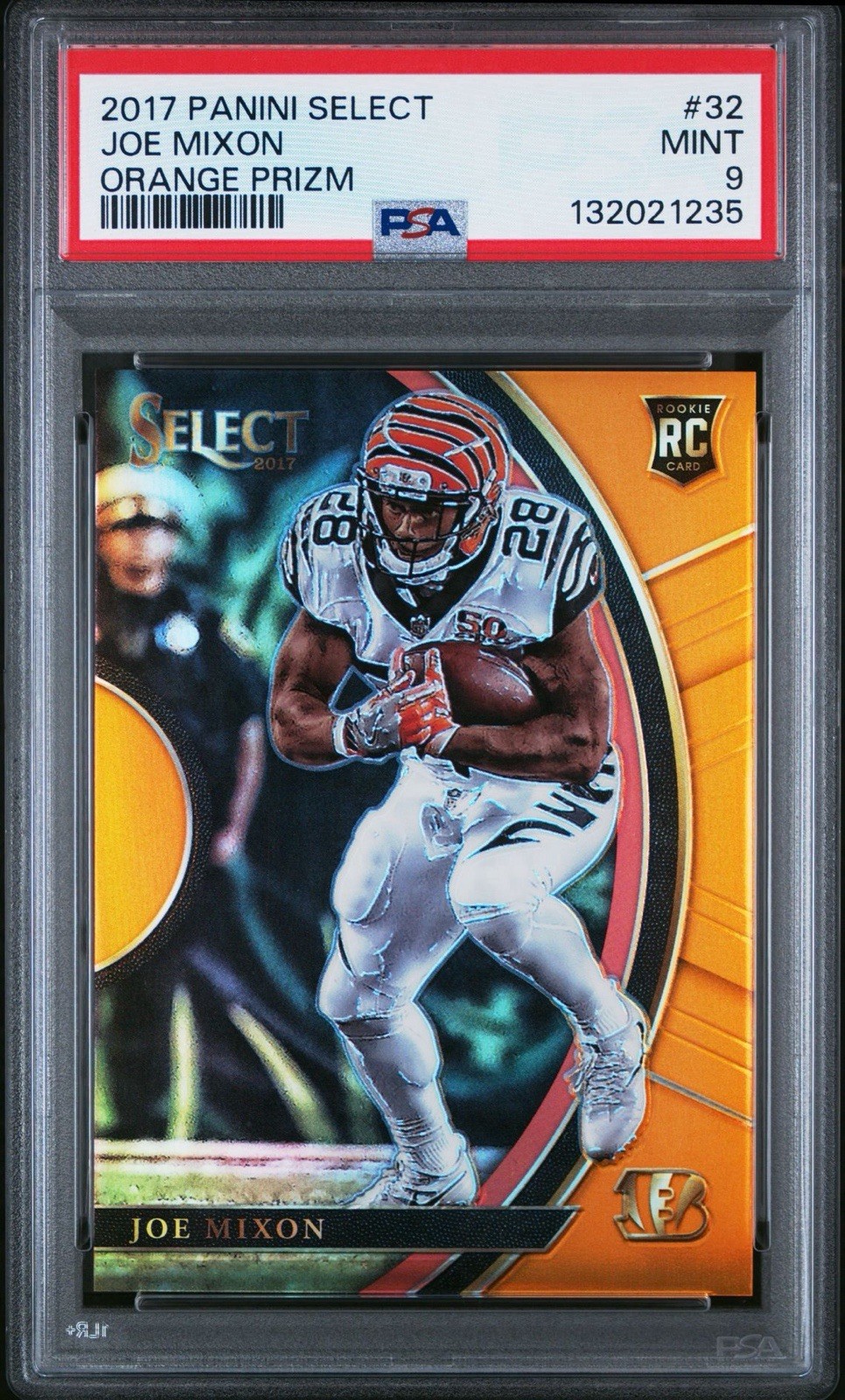 2017 Panini Select Joe Mixon #/49 Orange Prizm #32 RC Bengals Match PSA 9 Mint