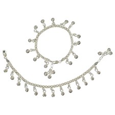 925 Sterling Silver Kids 3mm Mat Chain Designer Bell Anklet - Style 01