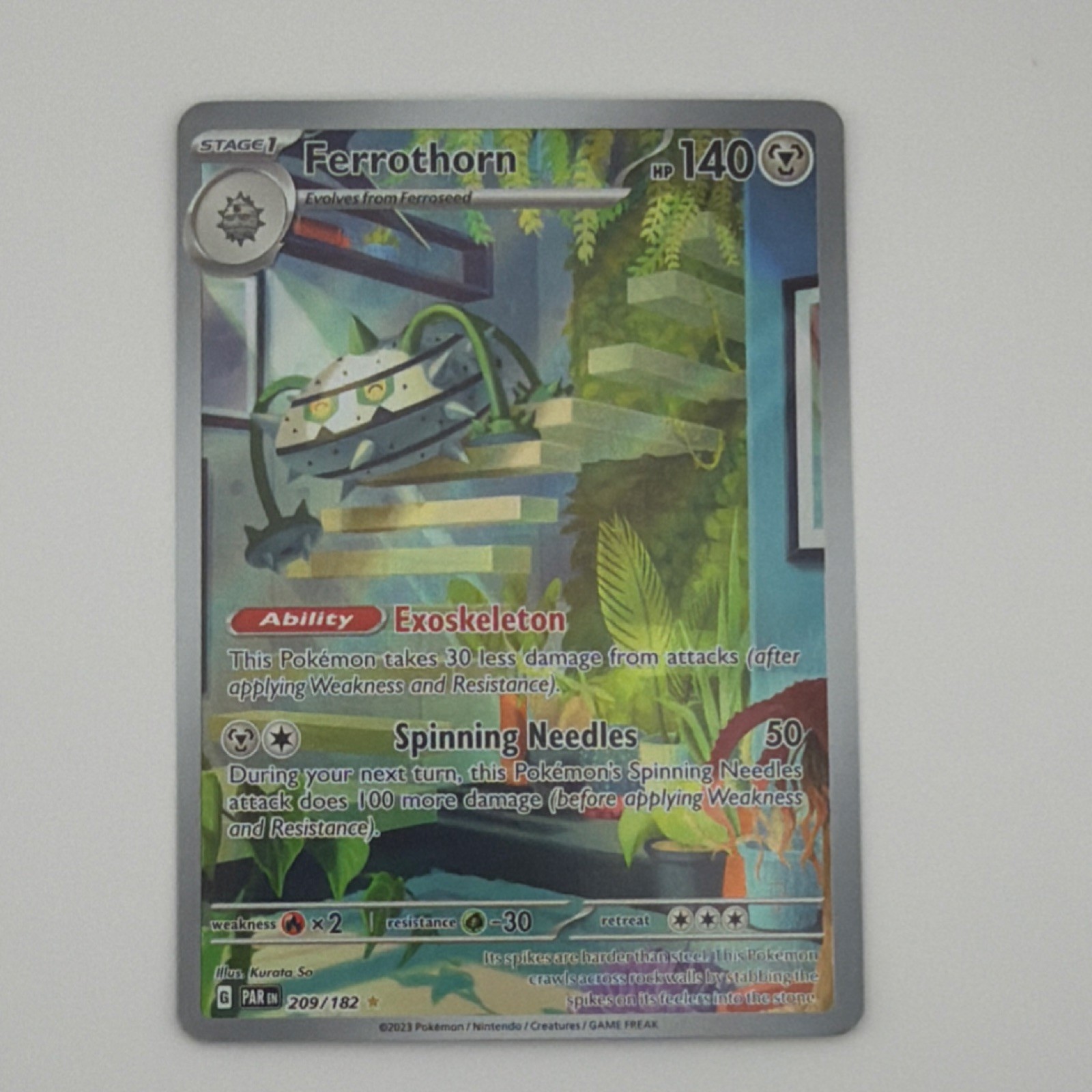 Pokémon TCG Ferrothorn 209/182 SV04: Paradox Rift Illustration Rare Holo Eng