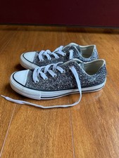 Converse Chuck Taylor All Star Shoes Womens Size 5 Black Silver Glitter Low Top