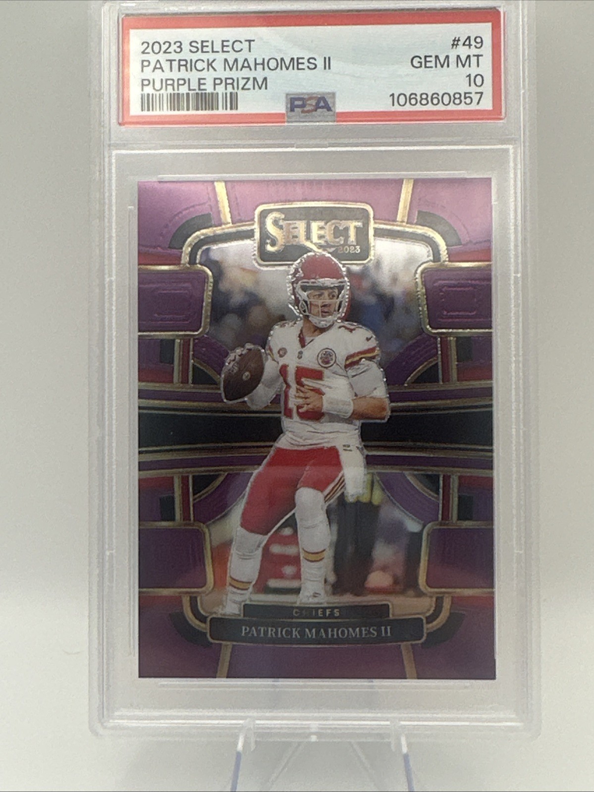 2023 Select Patrick  Mahomes Purple Prizm /75 #49 Chiefs GEM MINT 10 🔥PSA 10🔥