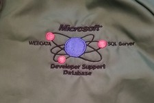 Vtg Microsoft Large Zip Hoodie Rain Jacket Windbreaker Developer Database USA