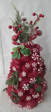 Hand Made Red Peppermint Tree Bow - Cranberry Table Top 18 in