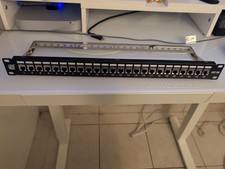 Patch Panel 24 Port Cat6A with Inline Keystone, Coupler Patch Panel STP Shielded