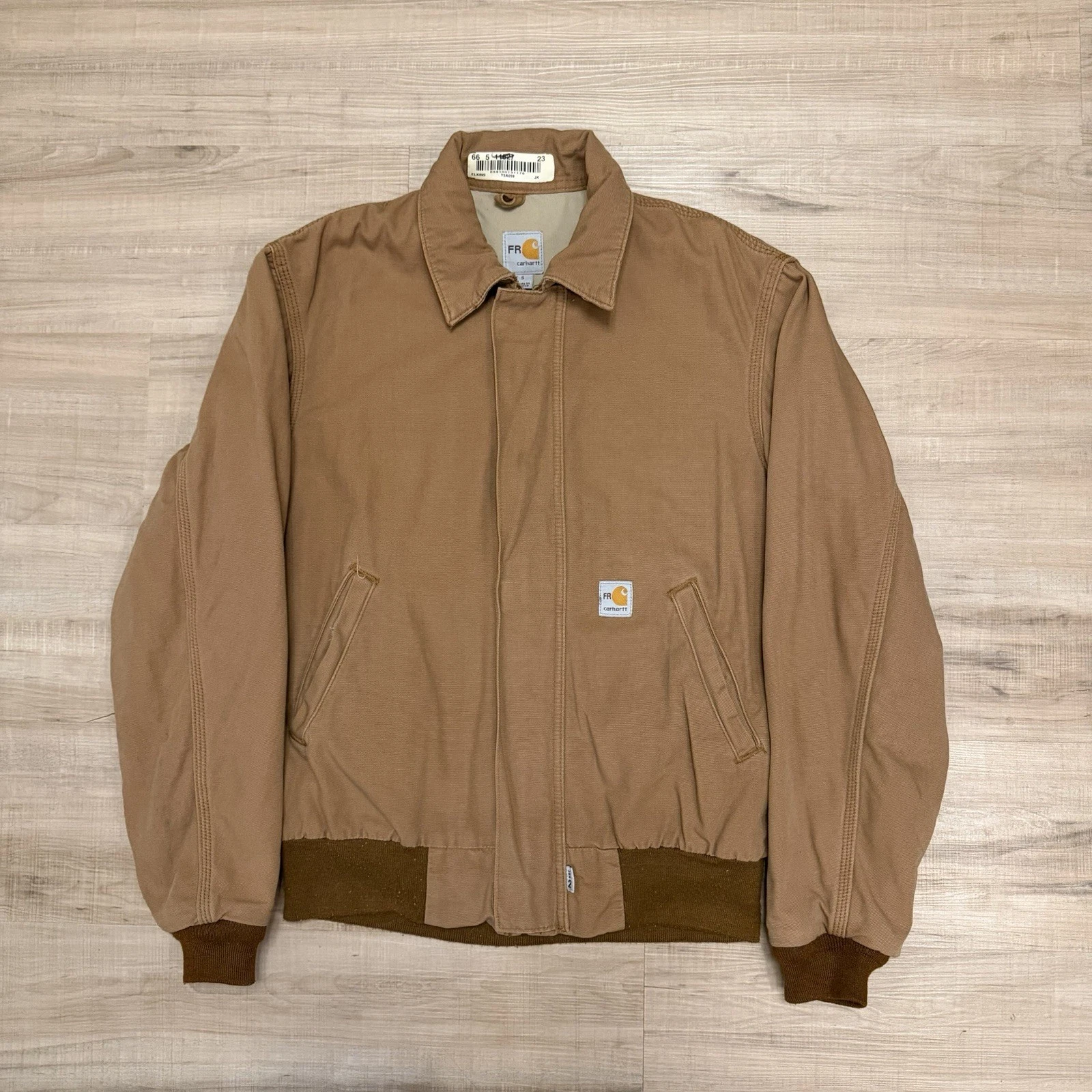 Vintage Mens Carhartt FRJ020 BRN FR All-Season Bomber Jacket Size Small Workwear