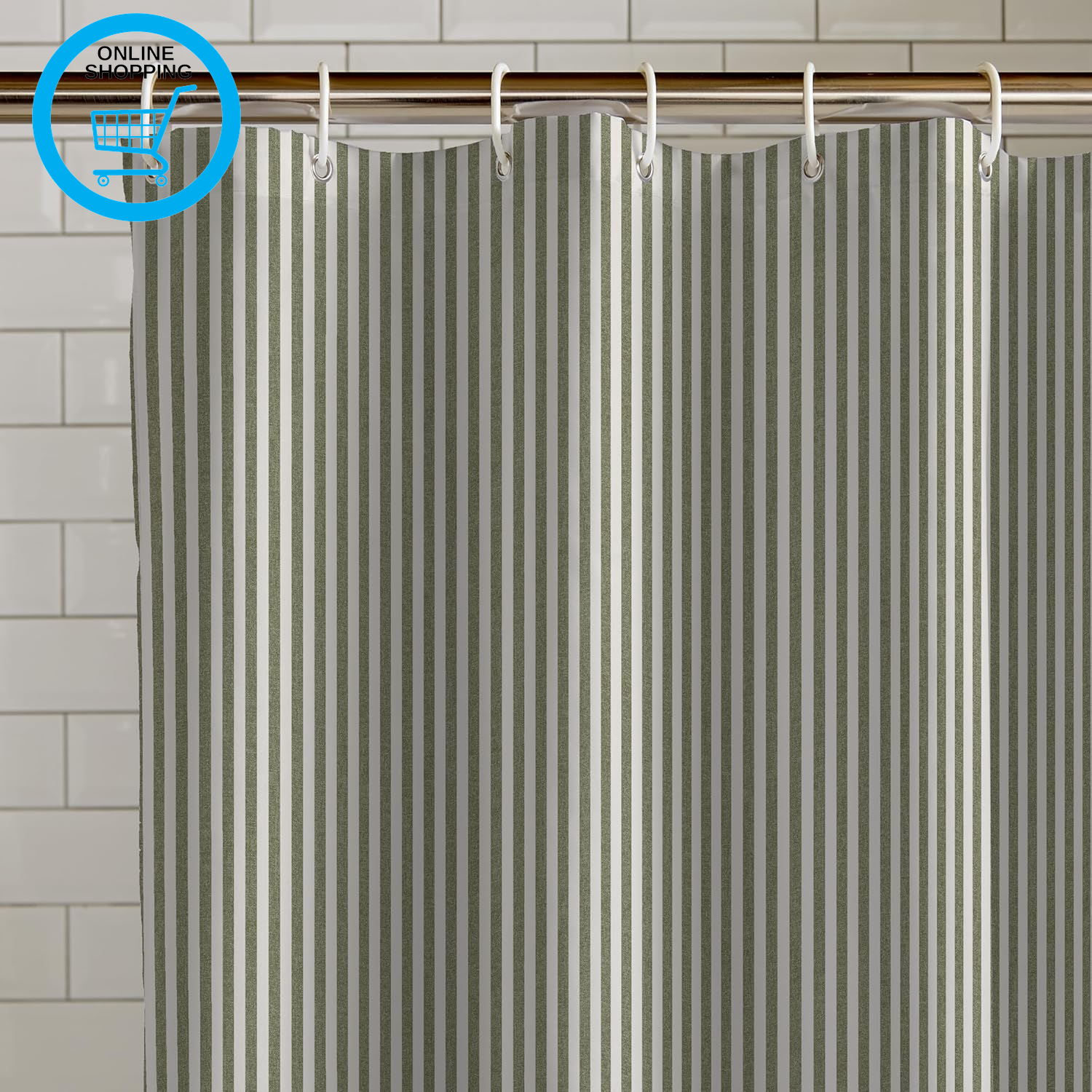 Timeless Stripe 180X180Cm Shower Curtain Green