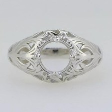 Solitaire 10MM Round Shape Semi Mount 925 Sterling Silver Women Wedding Ring