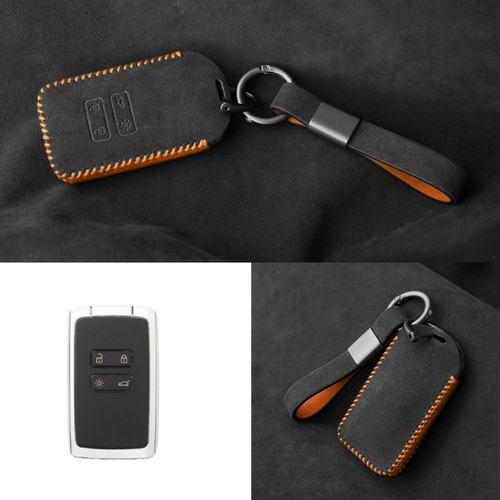 Full Suede Covered Key Fob Remote Protector Holder Cover Case For Renault Koleos - Picture 3 of 7