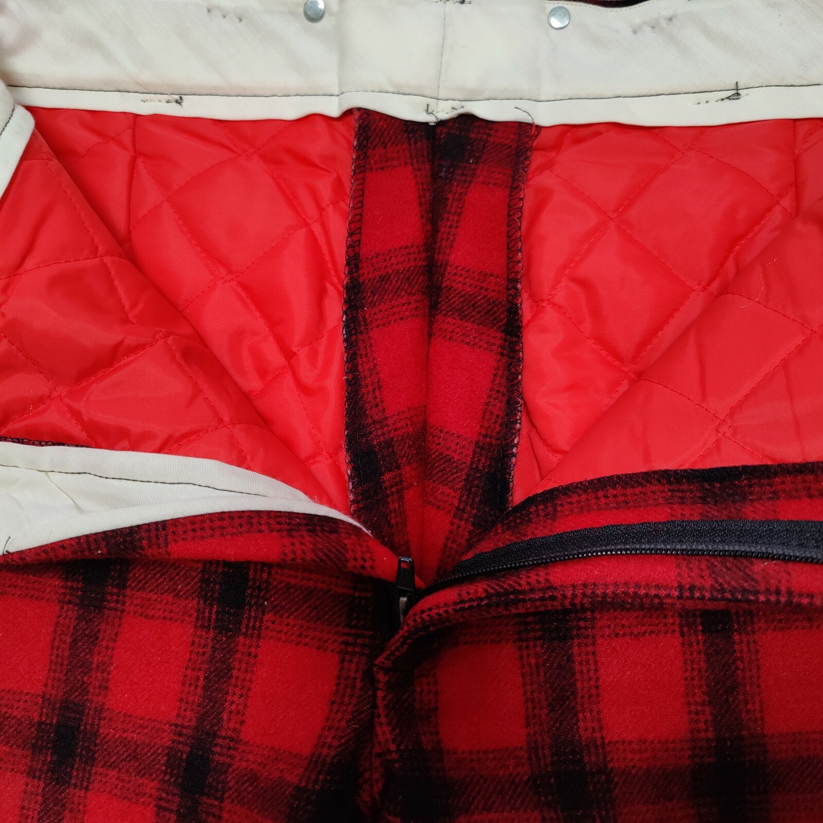 Vintage Woolrich Plaid Wool Quilted Snow Pants Sz… - image 3