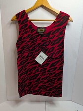 3 Vtg Bob Mackie Wearable Art Silk Tank Top Shell Animal PrintSummer Sz Small
