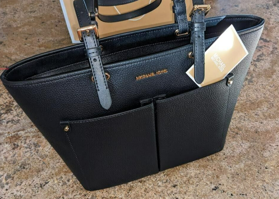 Michael Kors Jet Set Travel MD Leather Double Pocket Tote Bag