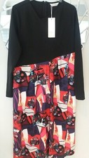 Ladies Stylish Black Modern Print Dress by Tendency SIZE 18