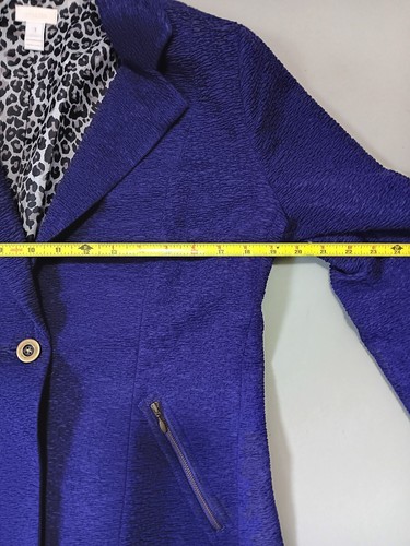 Chicos Womens Blazer Suit Jacket One Button Zip Pockets Textured Purple Size 1 - Picture 8 of 11