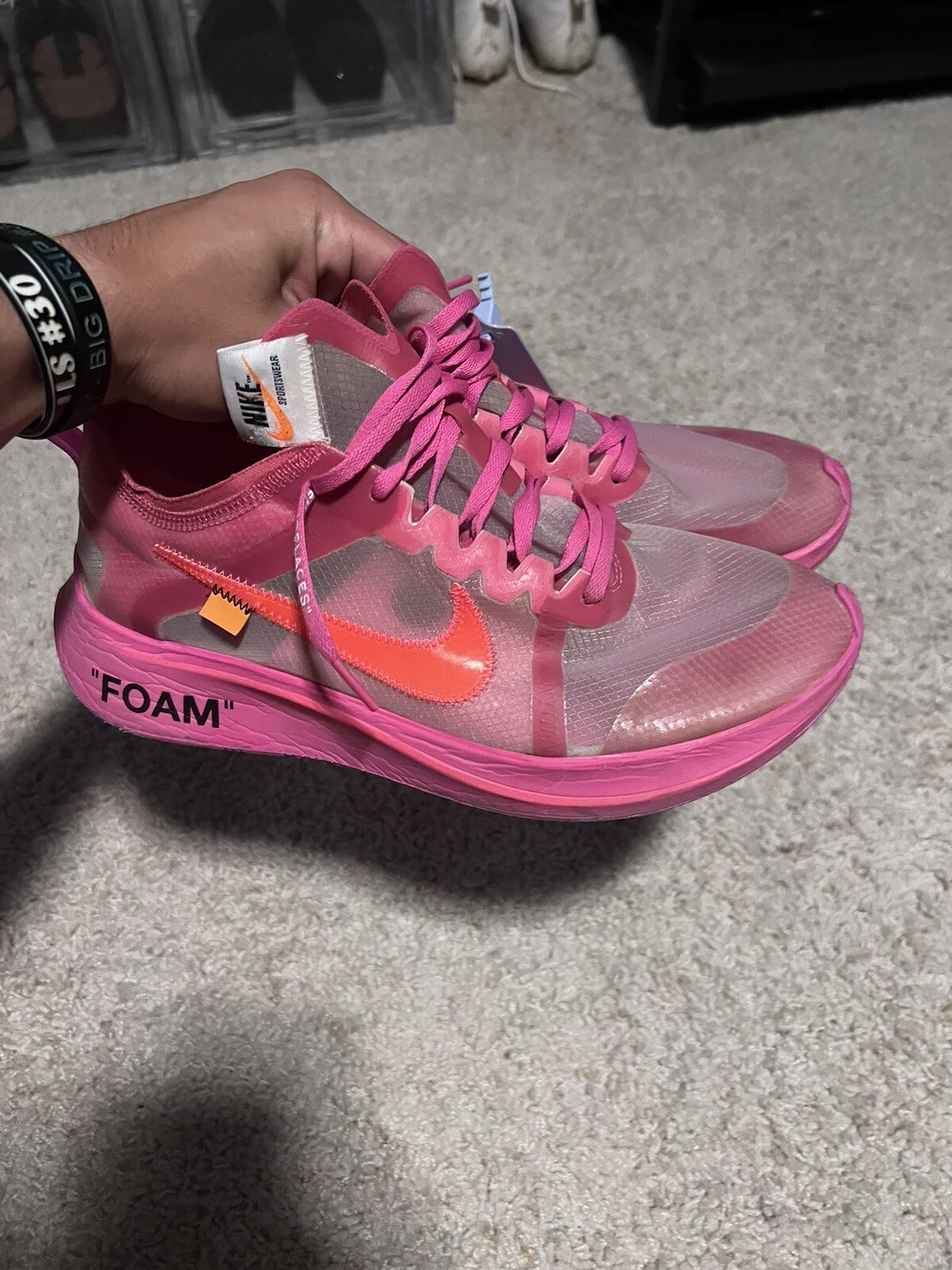 OFF WHITE X NIKE Taglia 11 Nike Zoom Fly SP x bianco sporco rosa 2018