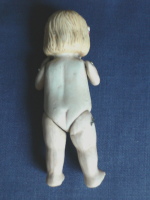 Petite Poupée Ancienne Tout Biscuit 14cm - Fillette Cheveux Moulés Vintage