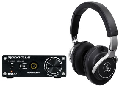 Audio Technica ATH-M70x Monitor Headphones+DAC Headphone Amplifier Amp