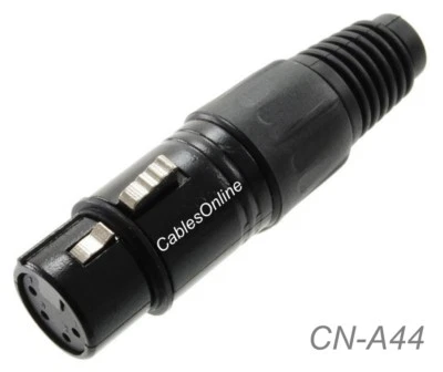CABLESONLINE XLR 4-Pin Female Solder Type Black Metal Connector, CN-A44