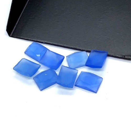 Piedra preciosa suelta corte rosa rectángulo calcedonia azul natural AAA para hacer joyas - Imagen 4 de 12