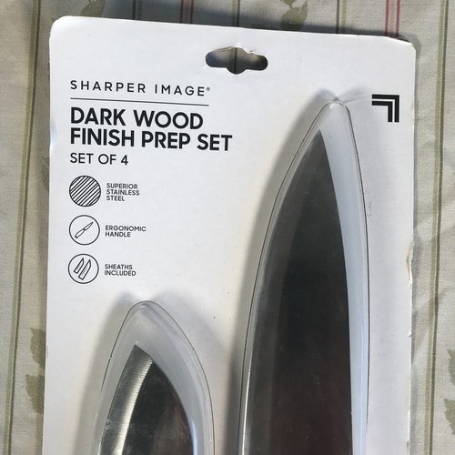 NIP Sharper Image Kitchen Knives Knife Prep Set Dark Finish 4 Pcs Santoku Chef - Picture 2 of 8