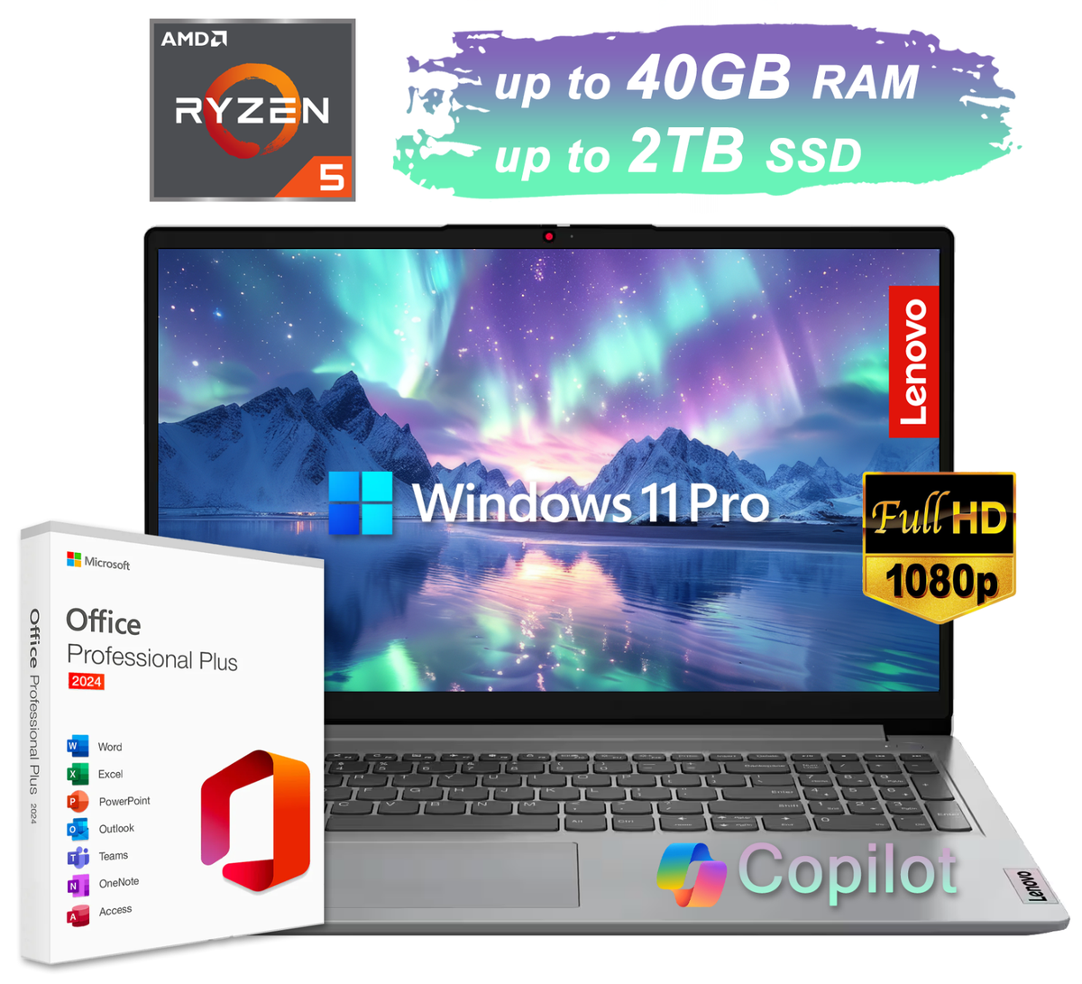 2025 Lenovo IdeaPad Laptop 15.6 FHD 6-Core Ryzen 5 Upto 40GB