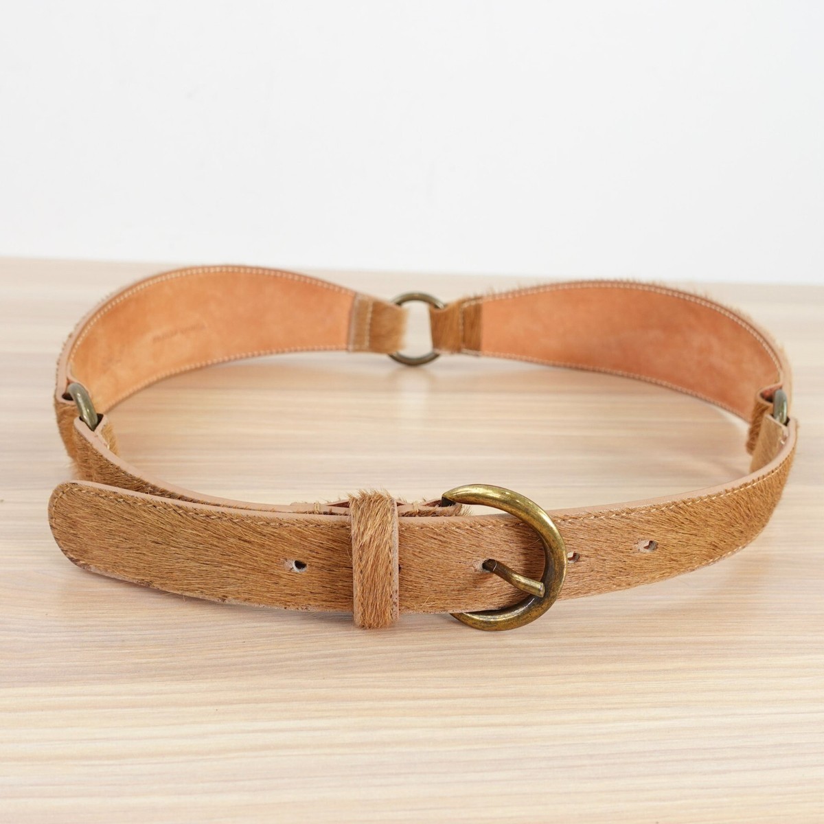 Vintage Western Belt Women Medium Beige Leather Boho Hair Vintage Western Belt Women Medium Beige Leather Boho Hair