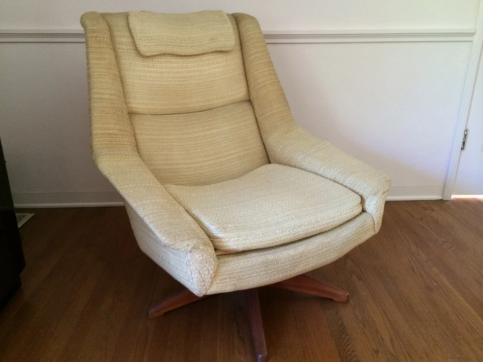 Sillón moderno danés DUX Folke Ohlsson MCM original - base basculante giratoria Foto 4 de 4